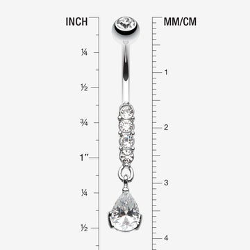 Detail View 1 of Sparkly Gem Droplet Belly Ring-Clear Gem